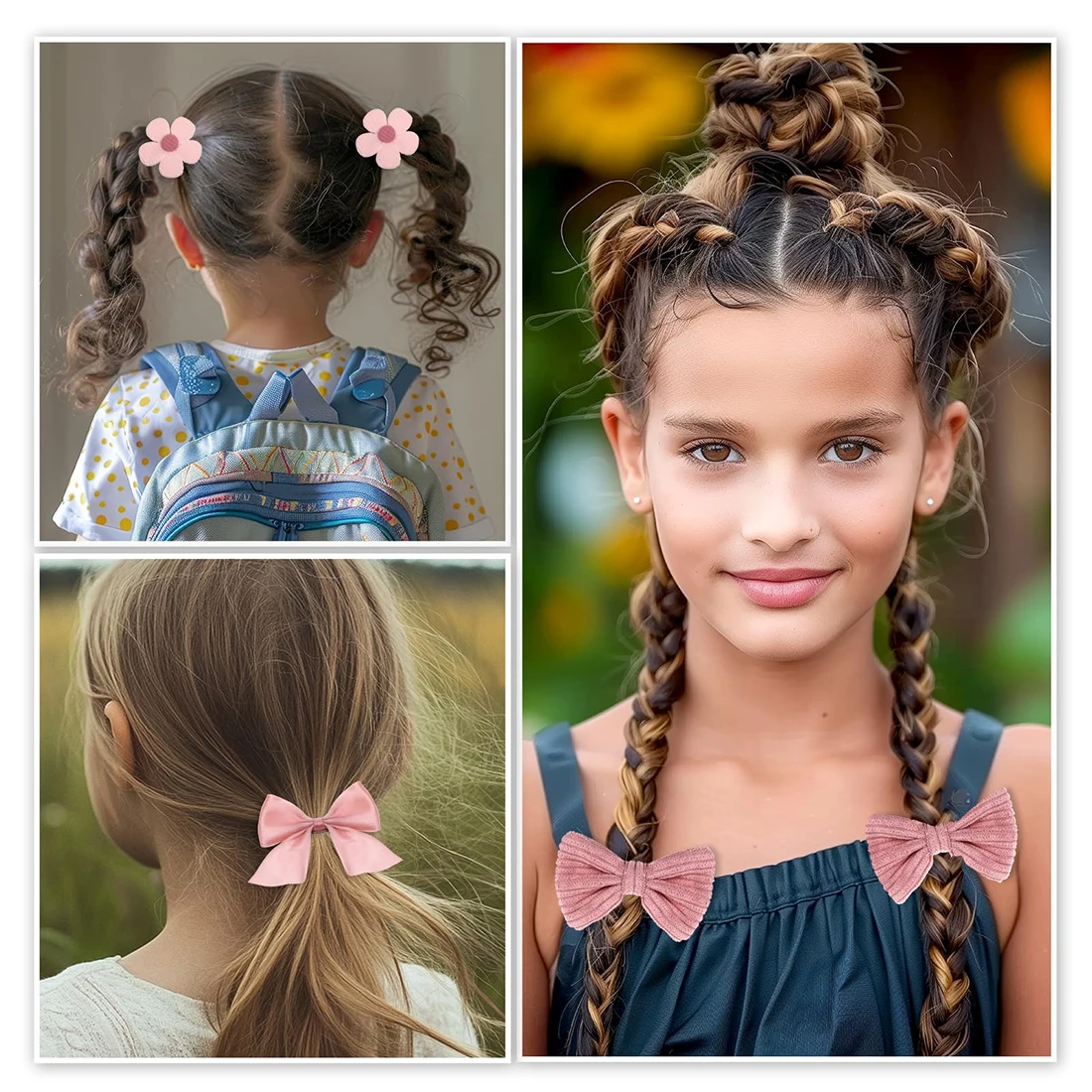 

10Pcs Bow Hair Ties Bowknot Ribbon Scrunchies Elastic Flower Hair Ties No Damage Rubber Ponytail Holders for Toddlers Baby Girls