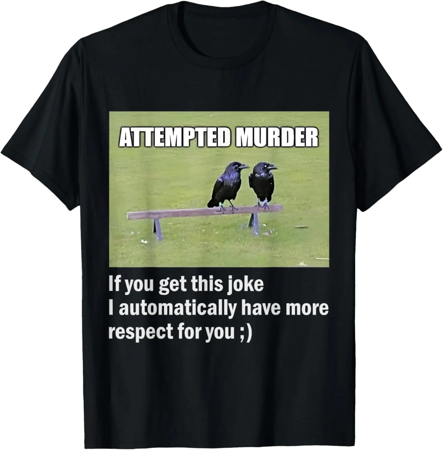 Attempted Murder Funny Gag A Group Of Crows Is Called Murder T-Shirt