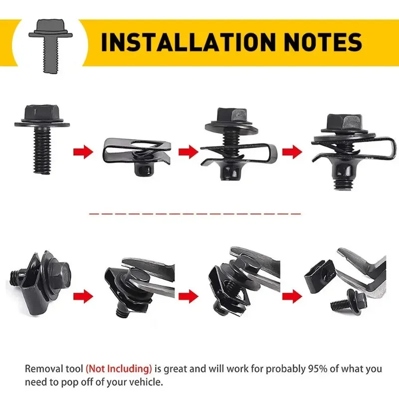 Car U-nut Clips Fastener Metal Bolts Screw Fender Bumper Buckle  Rivet Screws U-Type Clips Car Accessories