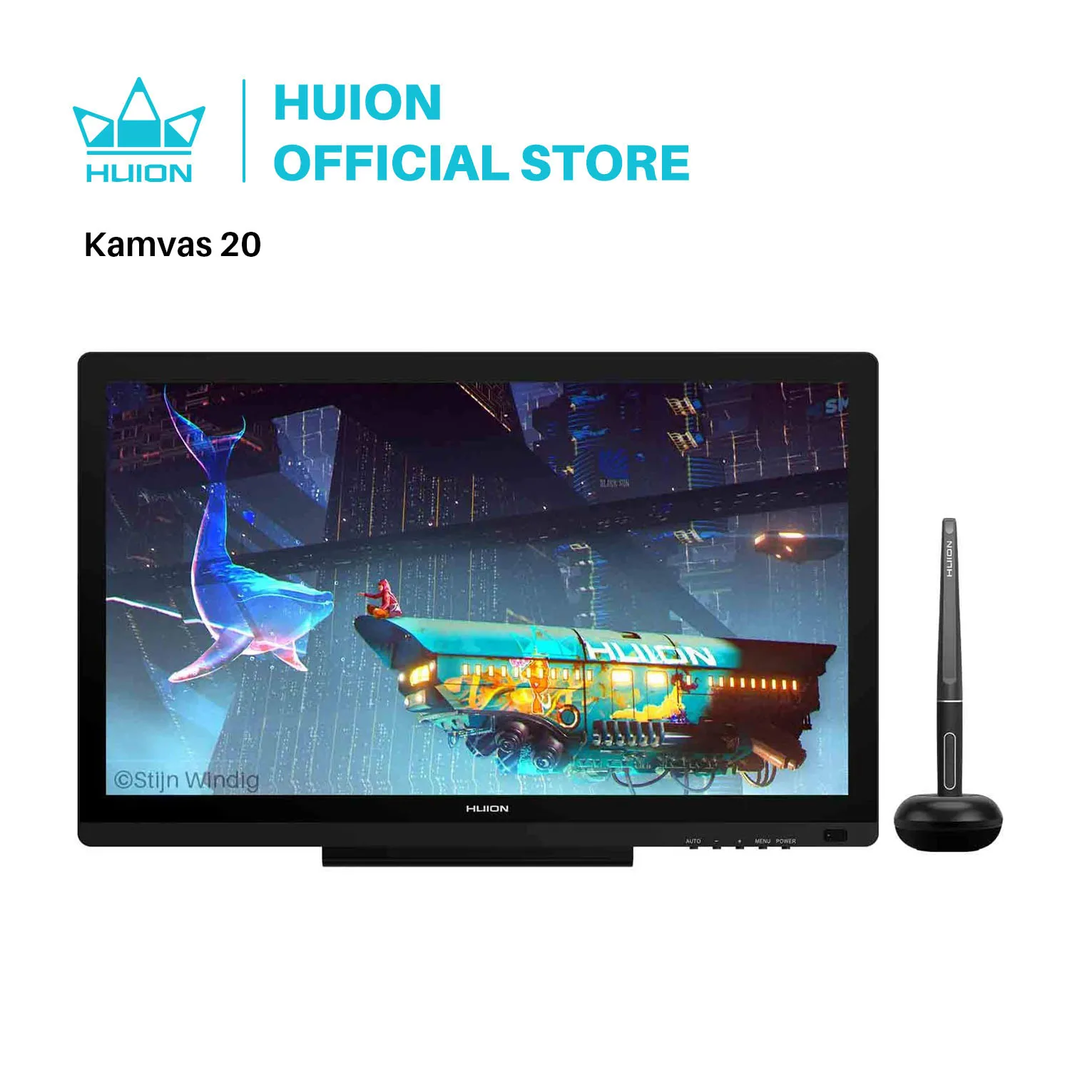 Huion Kamvas 20 Digital Pen Tablet Monitor Graphics Drawing Monitor Pen Display with Battery-free Pen Tilt Function for Win Mac