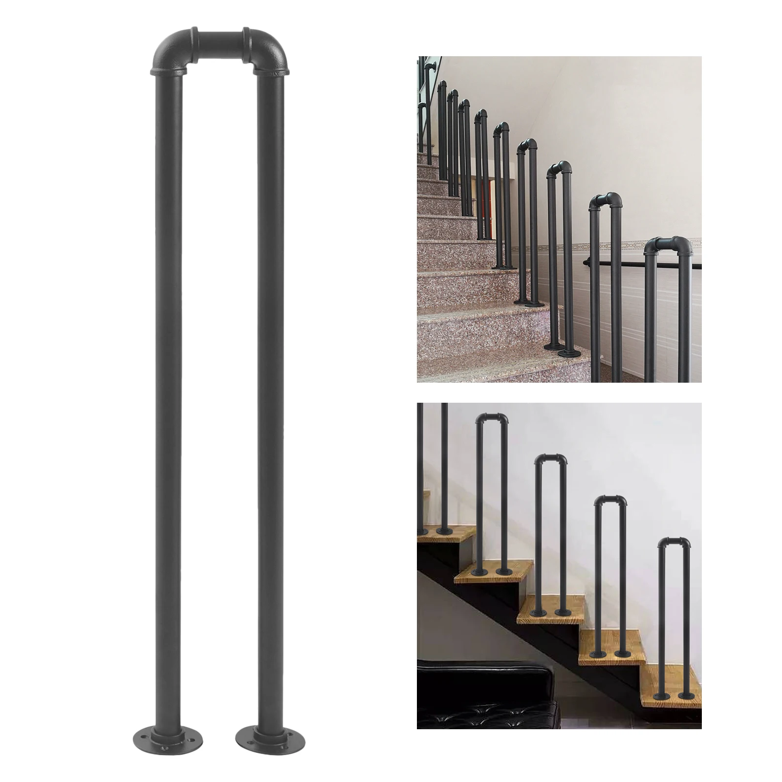 

U-Shaped Stair Handrail Indoor Outdoor Safety Stair Railing Elderly Children's Support Poles for Garden Loft Corridor Villa Hote