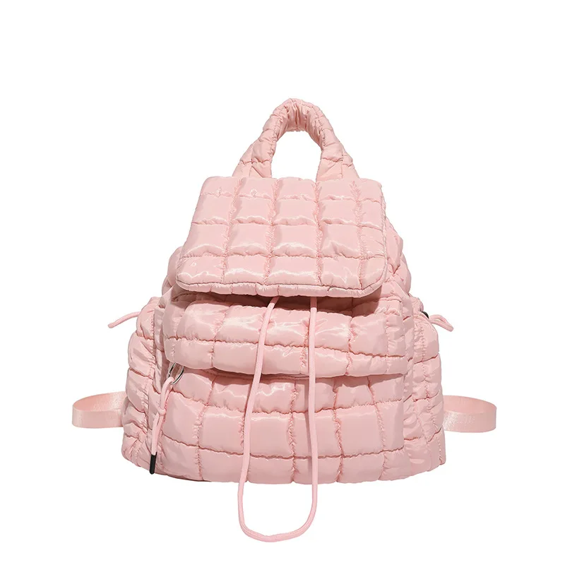 Fashion Quilted Padded Backpacks for Women Designer Soft Nylon Puffer Backpack for Girls Lightweight Travel Bag
