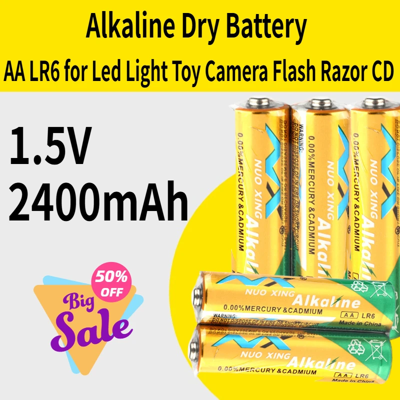 

AA 1.5V 2400mAh Disposable Alkaline Dry Battery LR6 for Led Light Toy Camera Flash Razor CD Player Wireless Mouse Keyboard