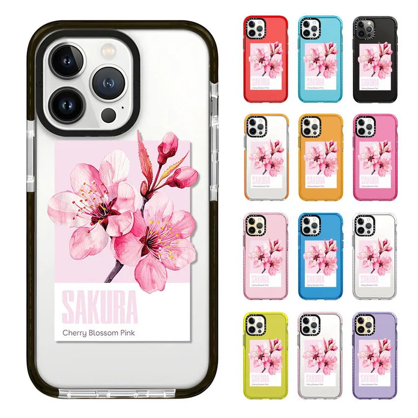 Pink Cherry Blossom Phone Case For iphone 17 16 15 14 13 12 11 Pro Max Plus Air Soft TPU Shockproof Back Cover