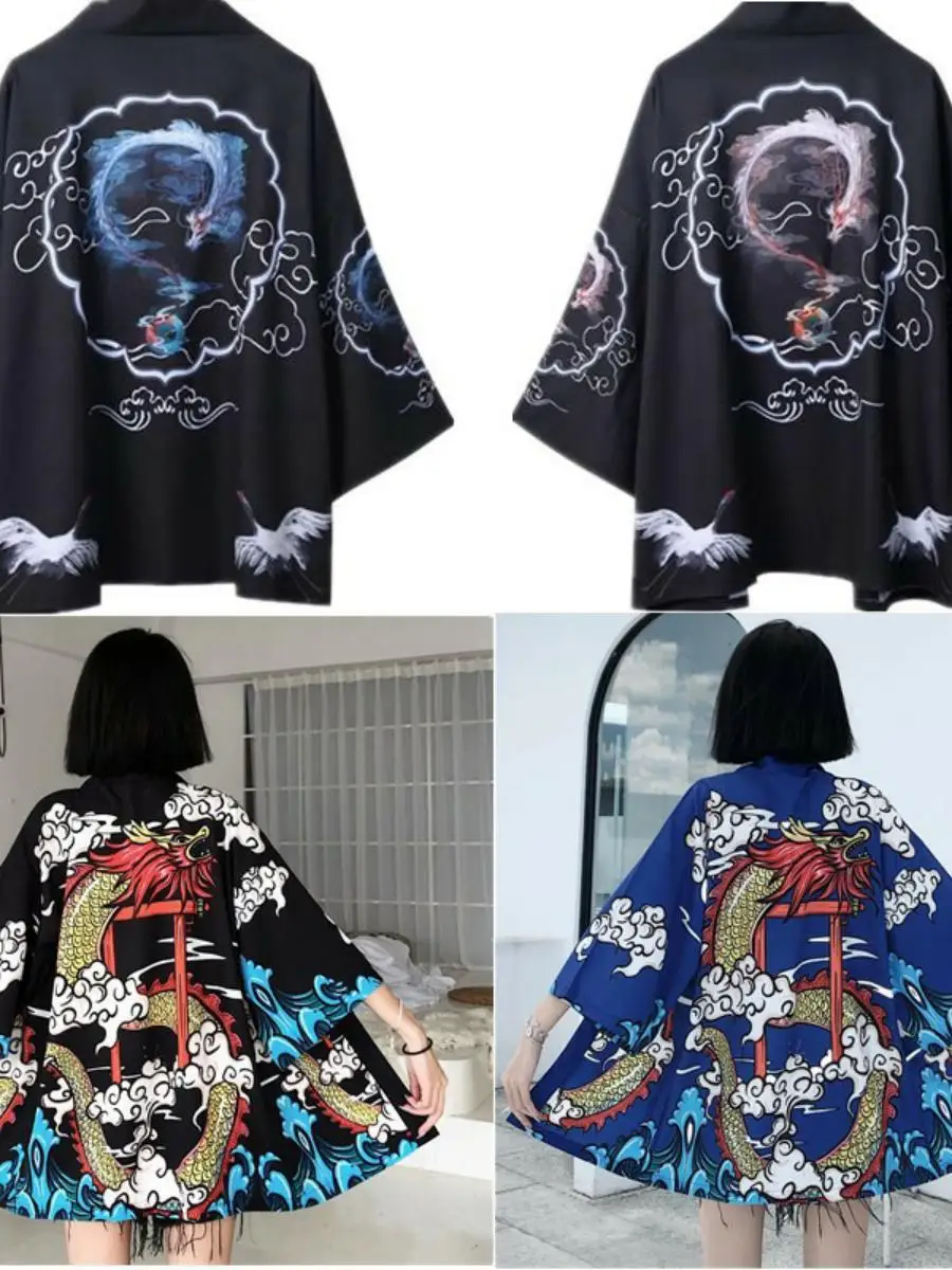 

Свободный длинный кардиган с узором Феникса и Журавля, летняя повседневная одежда в национальном стиле, большие размеры, мужская модная традиционная одежда