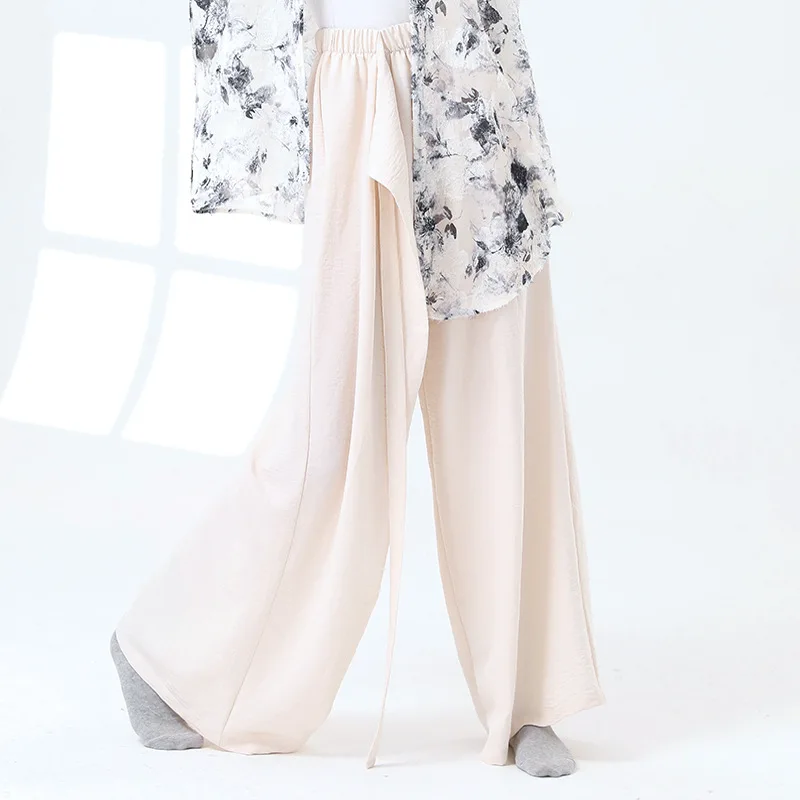 Брюки для современного танца, женские струящиеся широкие брюки для классической практики, свободная удобная тренировочная танцевальная одежда для взрослых