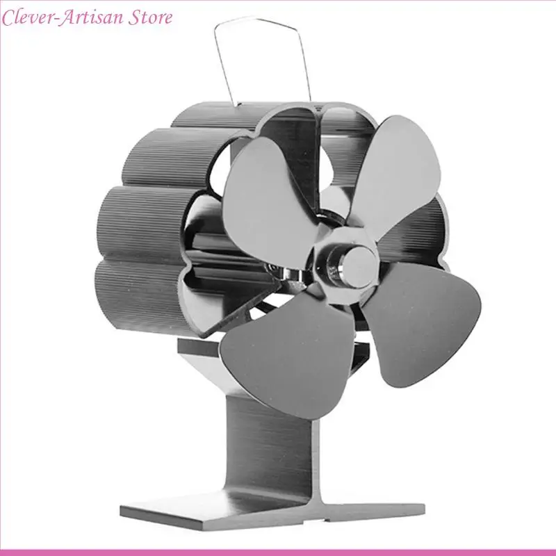 

E06B SF118S Auto-sensing Fireplace Fan 4-Blade Heat Powered Stove Fan for Wood Log for Burner Larger Air Heat Powered St