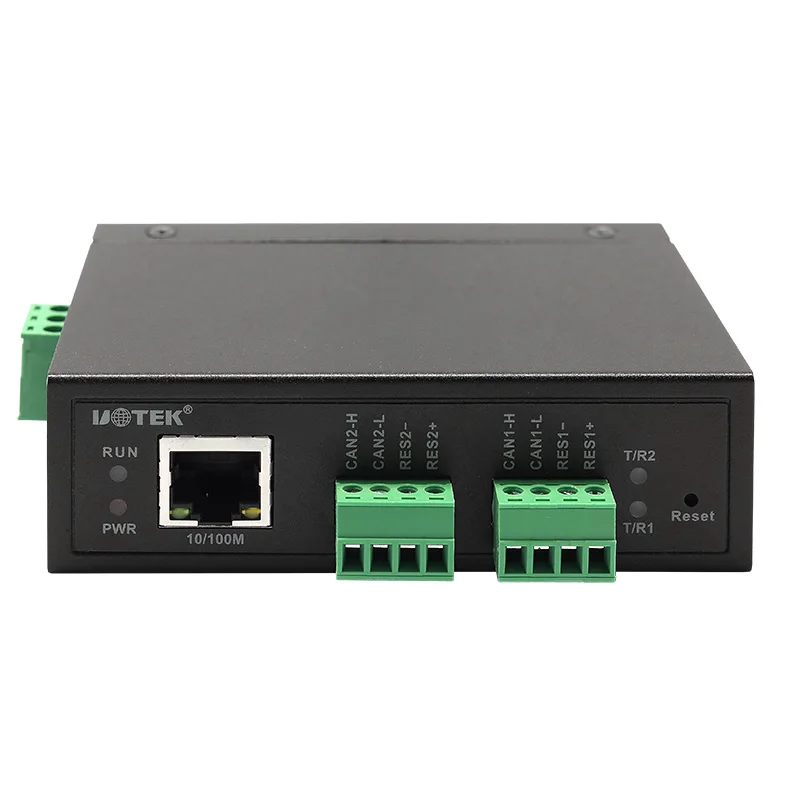 UOTEK Industrial 100M CAN BUS to Ethernet Converter with Protocol RJ45 TCP IP to 2 Ports Canbus Adapter Connector UT-6502