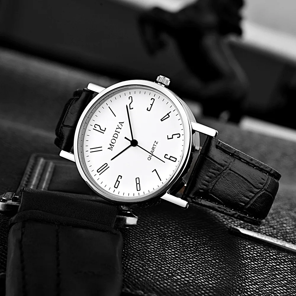 New Business Watch for Men Casual Round Dial Watch Leather Strap Quartz Wristwatches Wrist Watches Luxury Clock Relogio Feminino