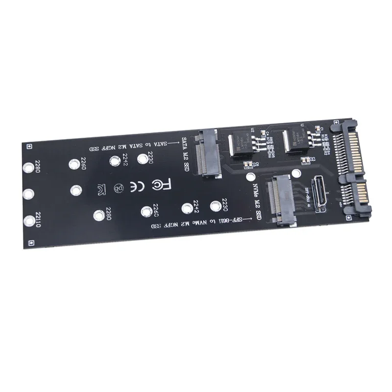 M.2 SATA B-Taste auf SATA + M.2 NVME M-Taste auf SFF-8611 Oculink Riser-Erweiterungskarte SSD-Adapter unterstützt 2230 2242 2260 2280 M2 SSD