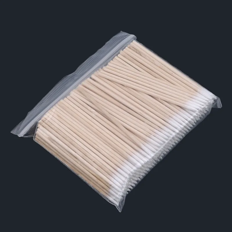 100/300 PCS/Ear Care Clean Wood Handle Pointed Tip Head Cotton Semi Permanent Eyebrow Eyelash Tattoo Thread Beauty Makeup Remove