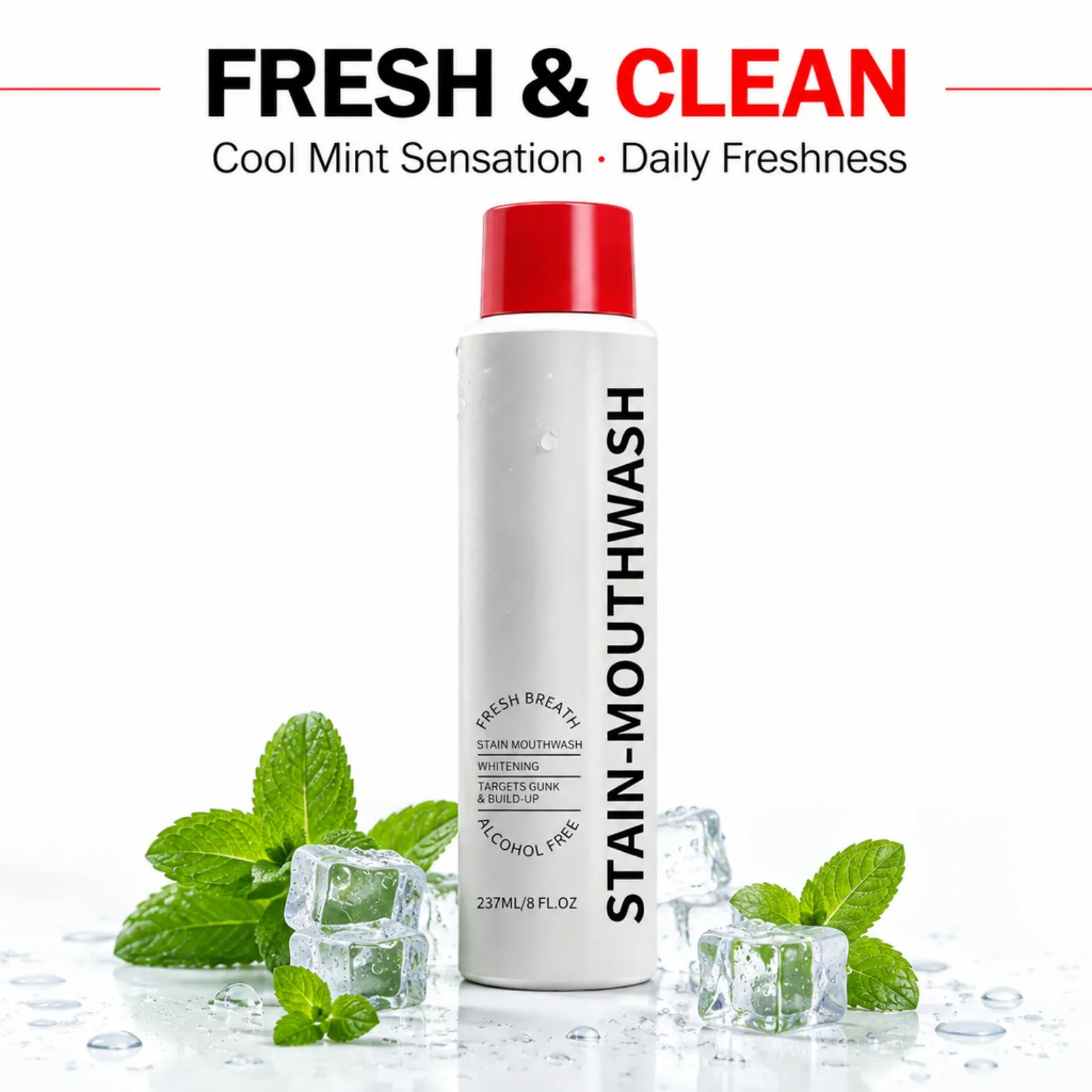 Whitening Mouthwash Alcohol Free Stain Removal Fresh Breath Gentle Daily Oral Care Rinse Deep Cleaning Moisturize 237ml
