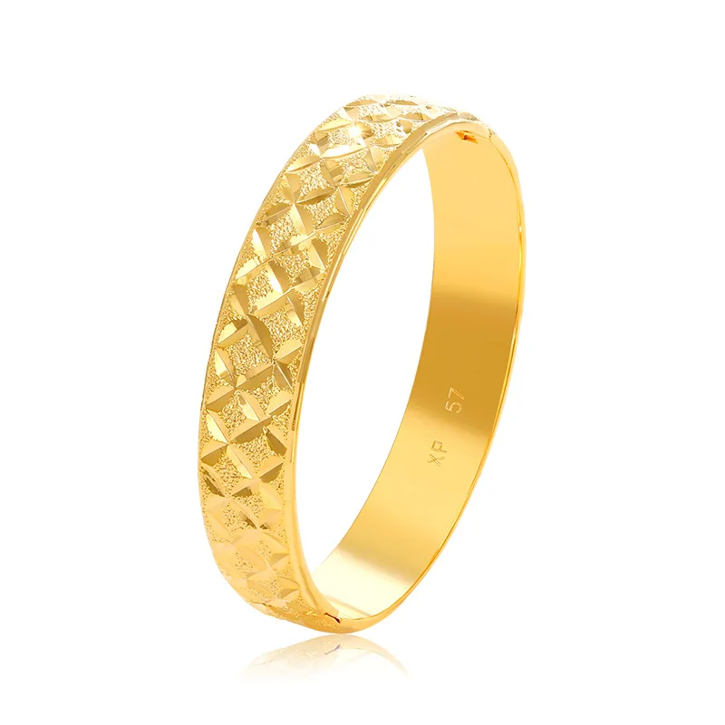 

Classical 24K Gold Plated Circle Wide Bangle For Women Charm Carving Jewelry Exquisite Classical Decoration New Trends 2024