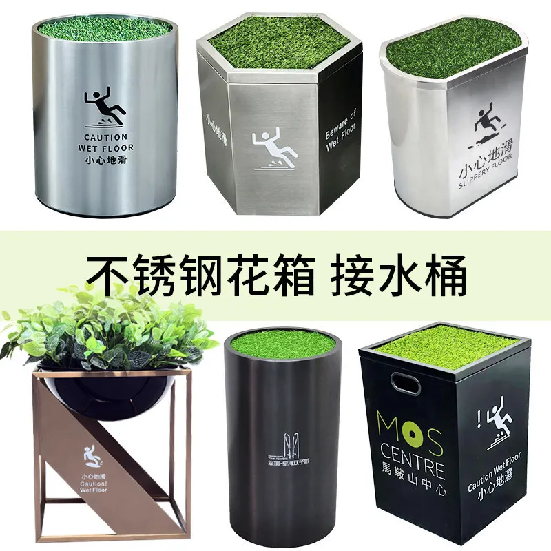 Outdoor stainless steel flower box shopping mall multi-functional bucket elevator entrance wrought iron isolation belt sales
