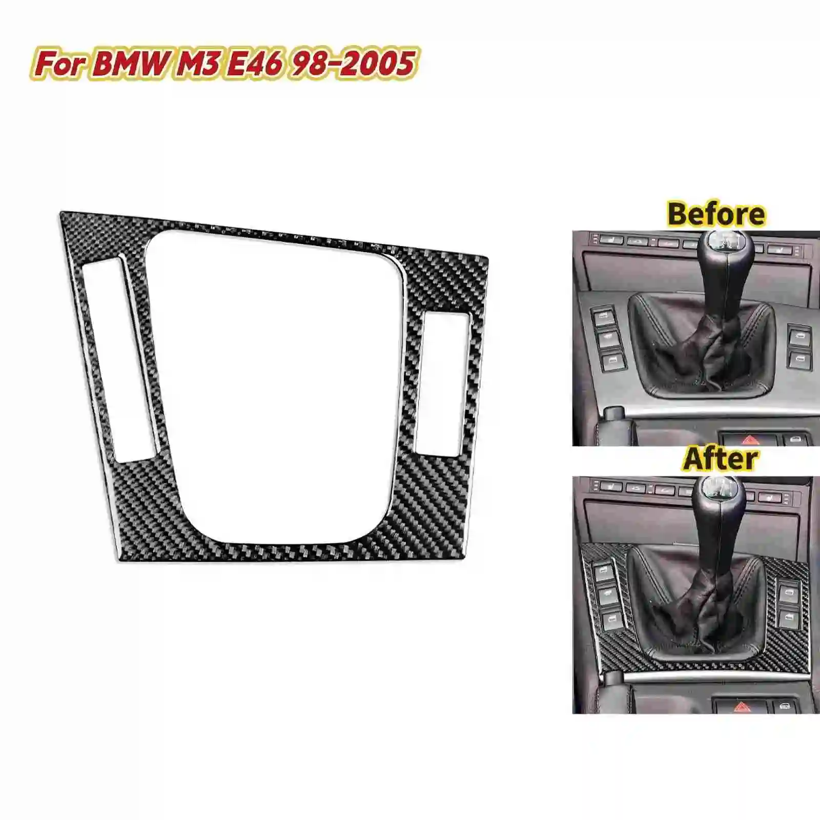

For BMW For M3 For E46 98-05 Carbon Fiber Style Car Center Console Gear Shift Panel Cover Frame Sticker Trim