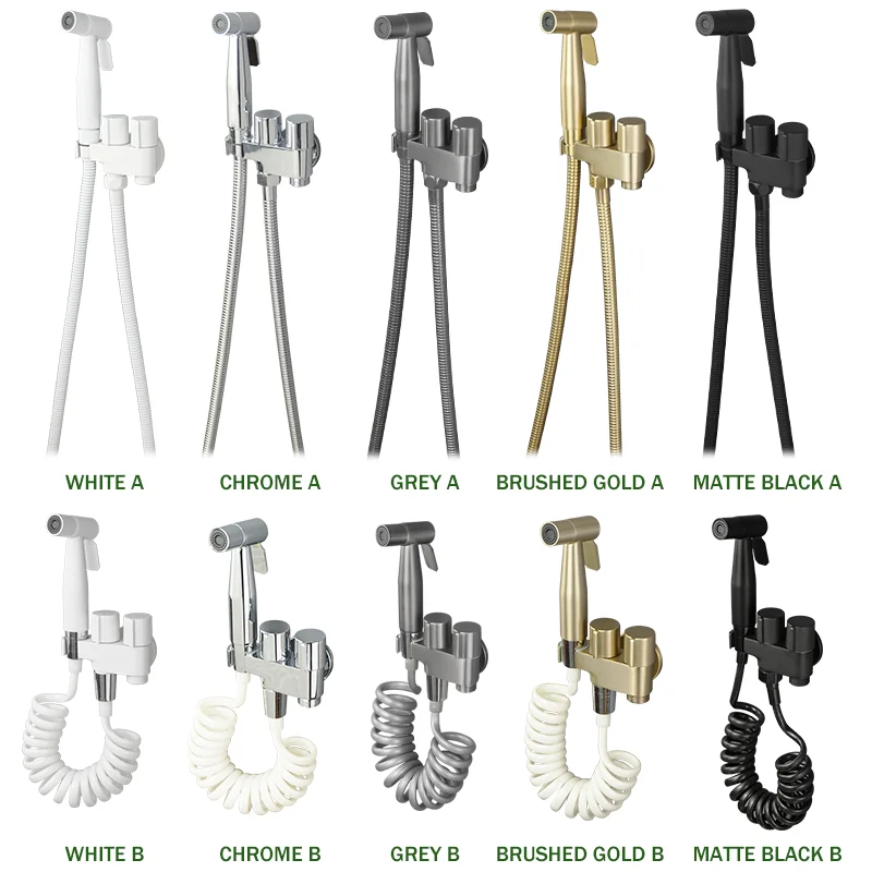 

1-in-2-out Dual Control Valve, Handheld Bidet Sprayer For Toilet,Extra Long Hose High Pressure Bathroom spray gun Kit for Bidet