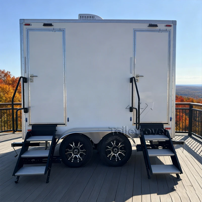 High Quality Outdoor Portable Mobile Toilet Trailer Luxury Vip Bathroom Restroom Trailer Camping Trailer with Bathroom