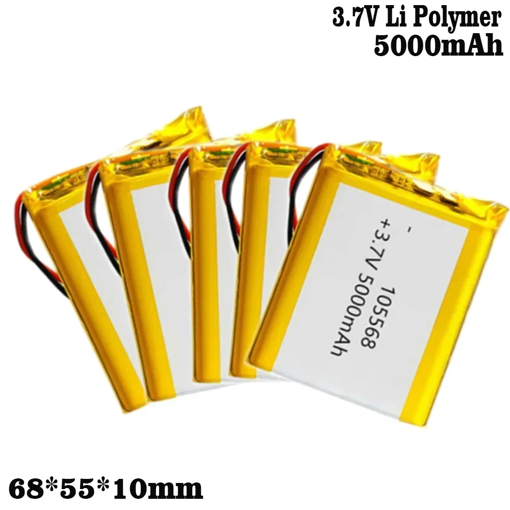 1-10PCS 105568 3.7V 5000mAh Polymer Lithium LiPo Battery for GPS DVD E-book tablet pc laptop power bank video game