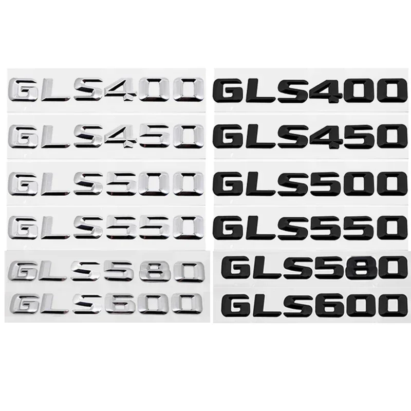 Car Tail Letter Number Emblem Stickers for Mercedes Benz GLS400 GLS450 GLS500 GLS550 GLS580 GLS600 3D Rear Trunk Badge Decal