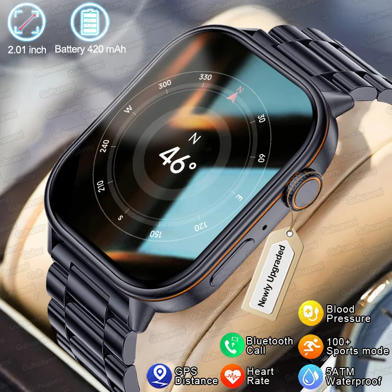 

2025 New GPS&Beidou Satellite Smart Watch Men 2.01" 240*296 HD AMOLED 100+ Sports mode Compass Waterproof Smartwatch For HUAWEI