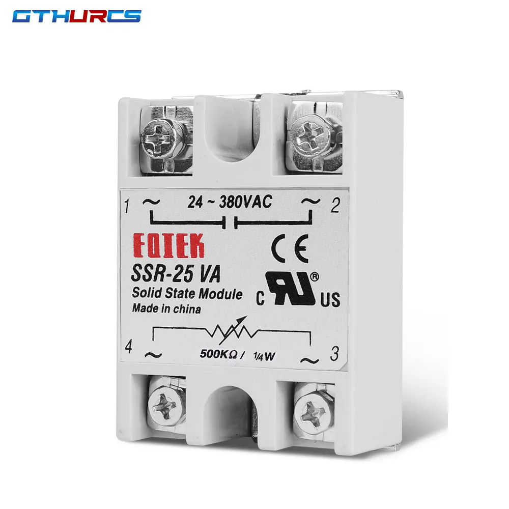 SSR 10VA 25VA 40VA  Solid State Relay Voltage Regulator 24-380V AC Output with Potentiometer 10A 25A 40A