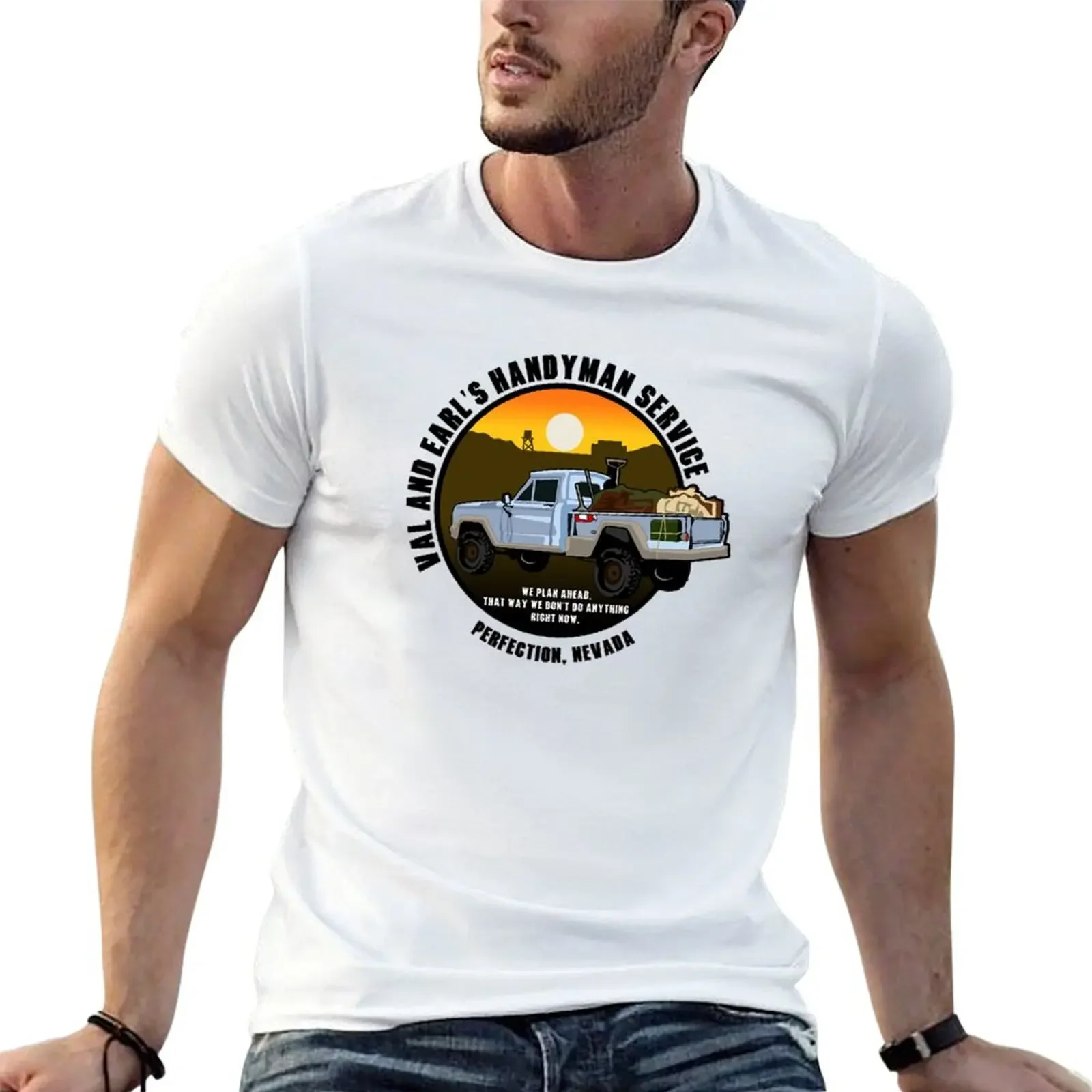 Tremors-Val and Earl's Handyman Service T-Shirt Clothing customs plain blue lock men t shirt