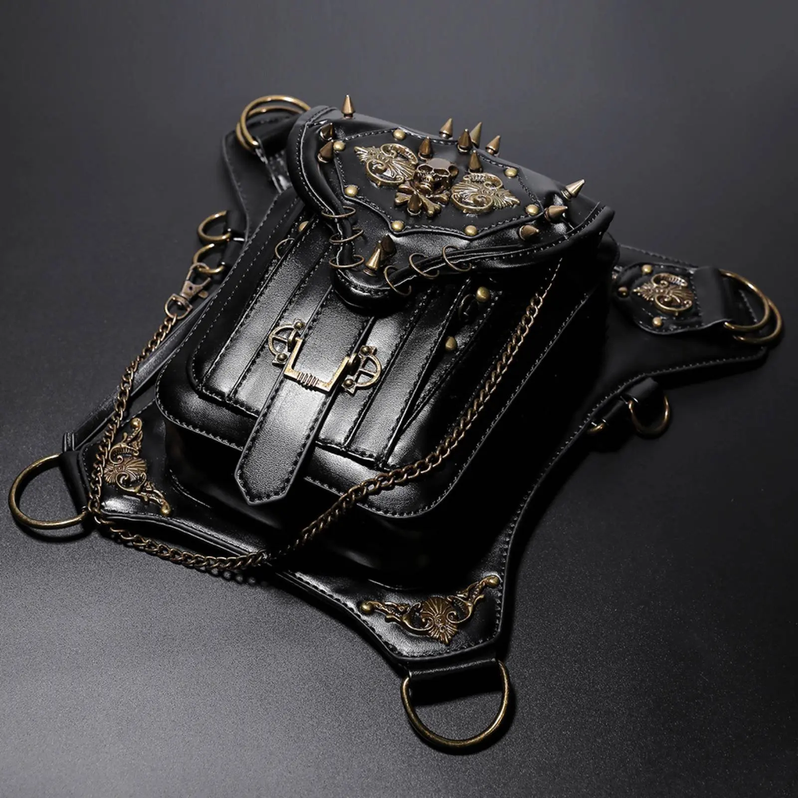 

Steampunk Thigh Bag Vintage & Design Steampunk Lower Leg Bag Dark Thigh Pouch Multifunctional Dark Leg Pouch for Conventions
