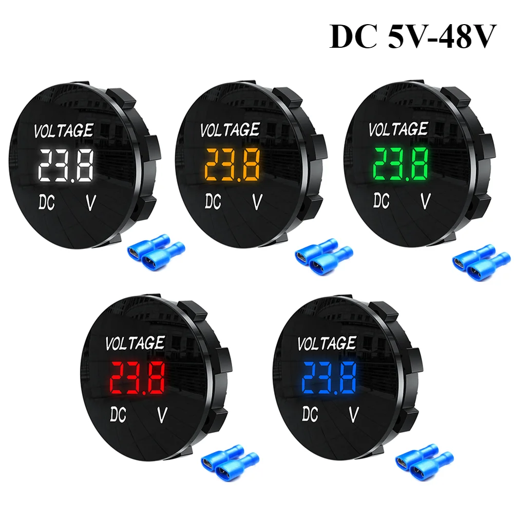 Digital Voltage Meter DC5V-48V Mini Car Motorcycle Voltmeter Voltage Tester Monitor Waterproof LED Panel Display Voltmeter