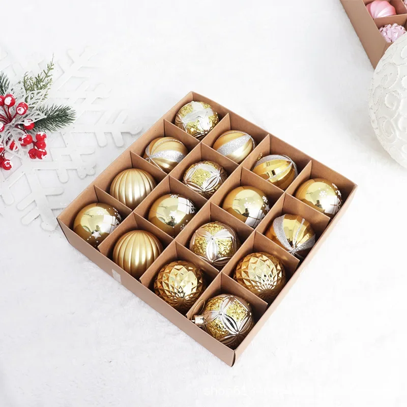 Christmas Decoration 6cm Plastic Ball Shaped Painted Christmas Party Hanging ball Pendant 16pcs/set Xmas Tree Drop Ornament - Image 3