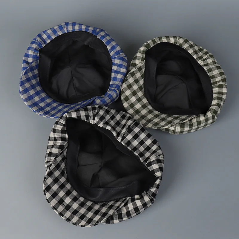 Berretto ottagonale donna uomo cappello strillone plaid accessorio traspirante per viaggi casual estivi primavera autunno all'aperto