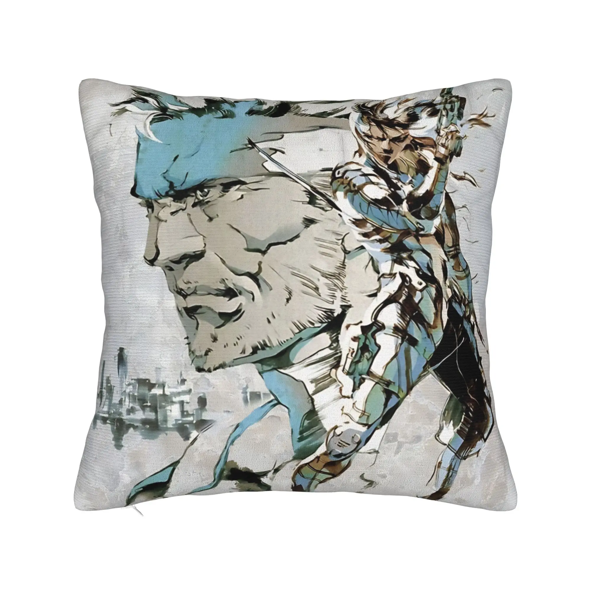 Pillow Case Metal Gear Solid 2 Poster Square  Pillow Cover For Living Room Bed Chair Fashion Pillowcases