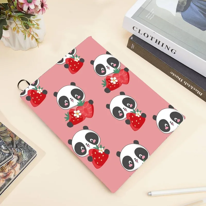 1pc Panda Stretchable Book Cover Strawberry Pink Washable Reusable Large Nylon Book Protector 9.4x15.7 Inch Elastic Notebook