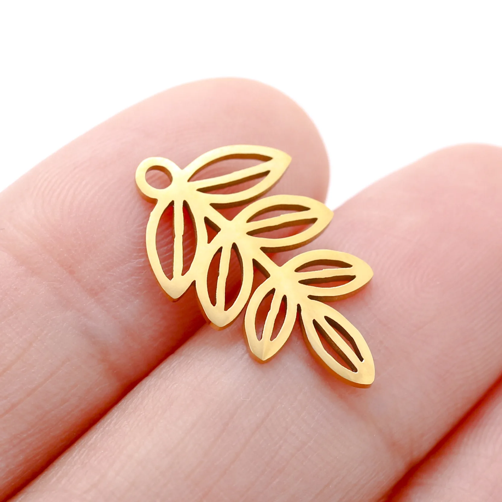 5Pcs/Lot Stainless Steel Charm Irregular Geometry Hollow Leaves Charms for Earrings Making Diy Bracelet Necklace Accessories New