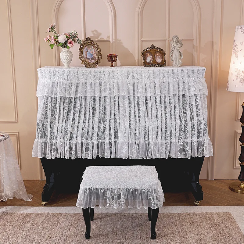 Gauze Piano Half Cover Dust Proof Piano Bench Cover Cloth Comfortable To The Touch Easy To Store Living Room Piano Decoration