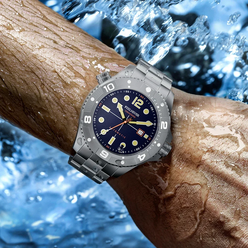 New Fashion FeelNever Casual Sports Mechanical Men's Watches Top Brand Stainless Band 500M Waterproof Sapphire Crystal Man Watch view 6