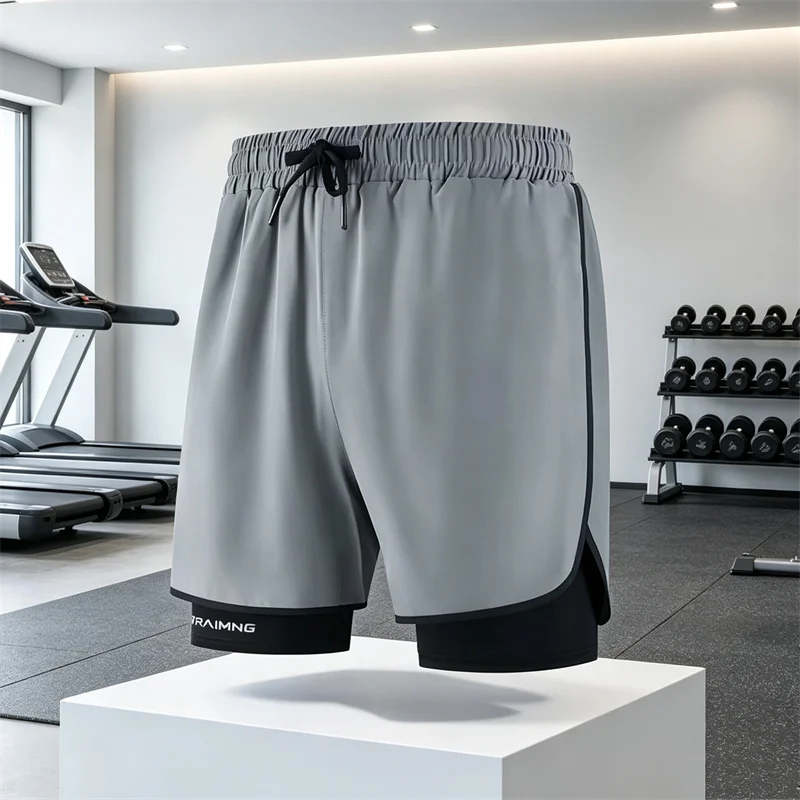 NEW Summer Men's Quick Dry running shorts Fitness Sports double-deck Shorts Comfortable Breathable Loose 2-in-1 men's sweatpants