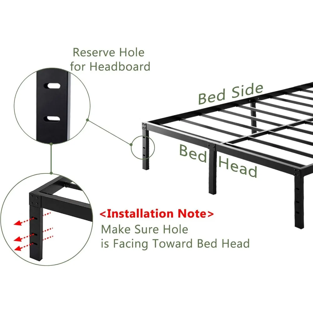18 Inch Platform Bed Frame/Easy Assembly Mattress Foundation / 3000lbs Heavy Duty Steel Slat/Noise Free