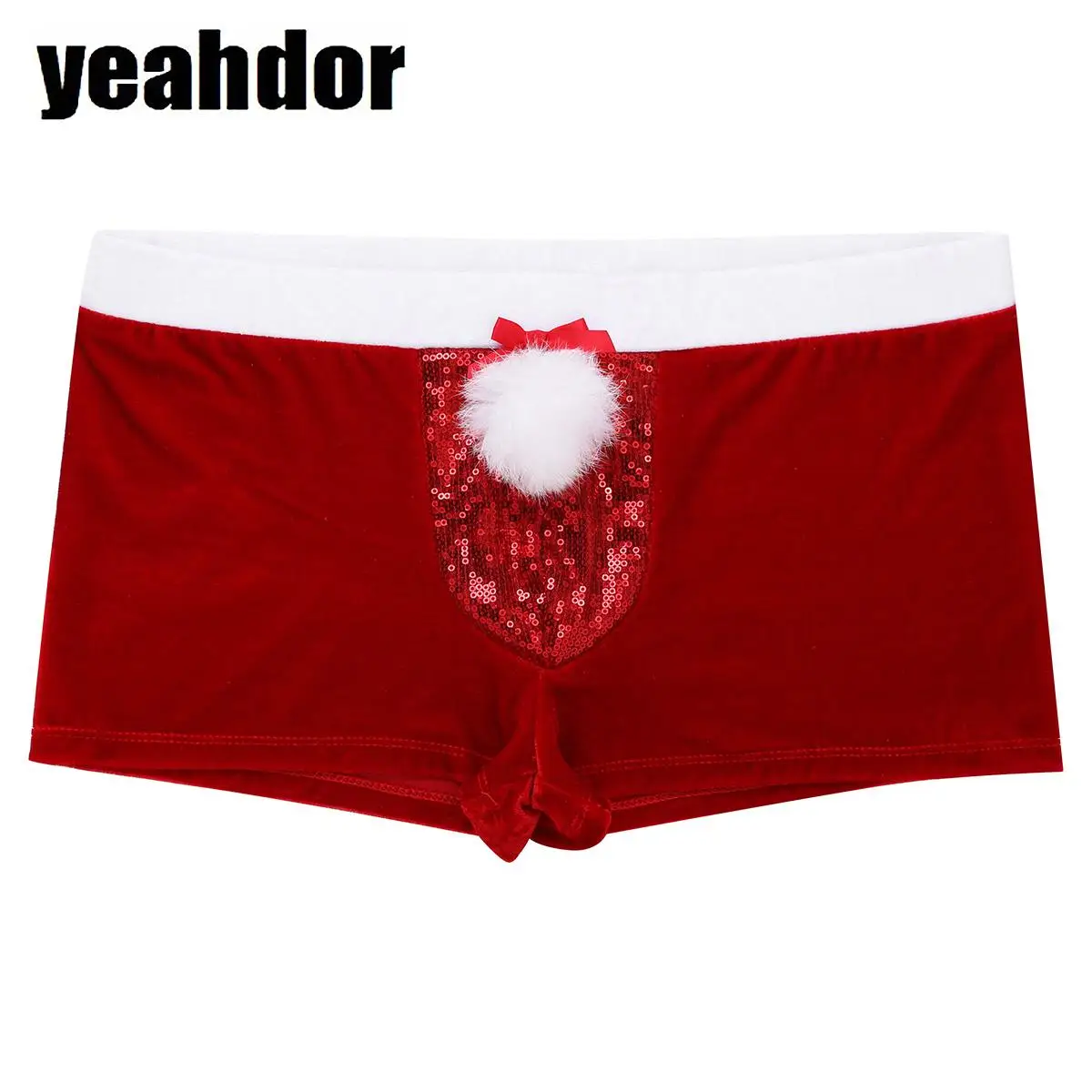 

Mens Velvet Boxer Shorts Brief Christmas Santa Claus Shorts Underwear Holiday Funny Red Underpants Lingerie Theme Party Costume