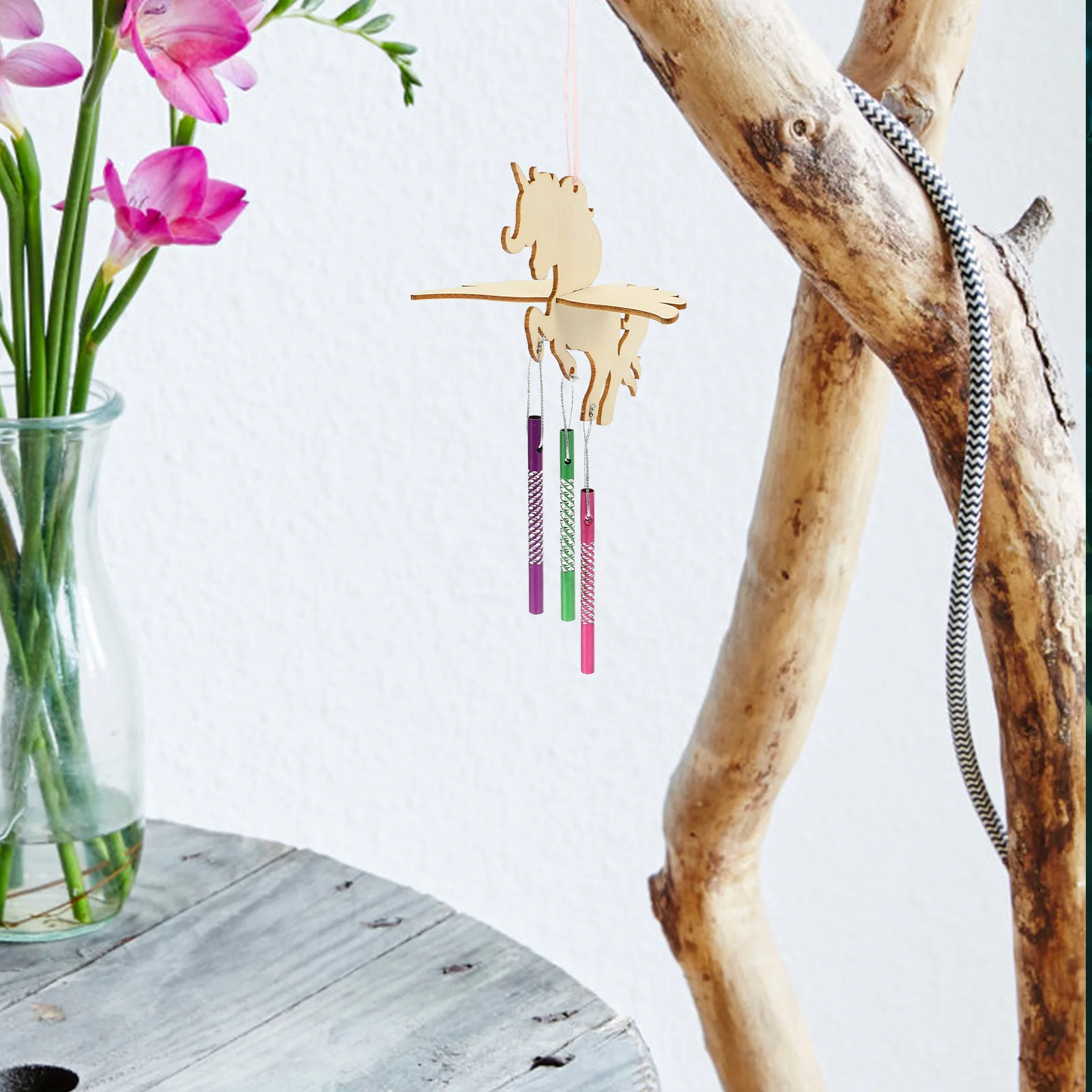 

1 Set Diy Wooden Wind Chime Kit Unfinished Animal Cutouts For Garden Balcony Decor Craft Supplies Wind Bell Hanging Ornament