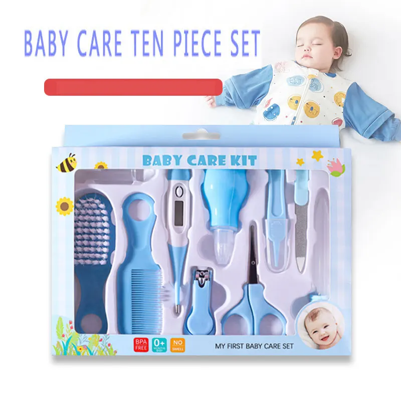 

10PCS/Set Baby Health Care Kit Kids Nail Hair Health Care Thermometer Grooming Brush Clipper Teether Toothbrush Baby Essentials
