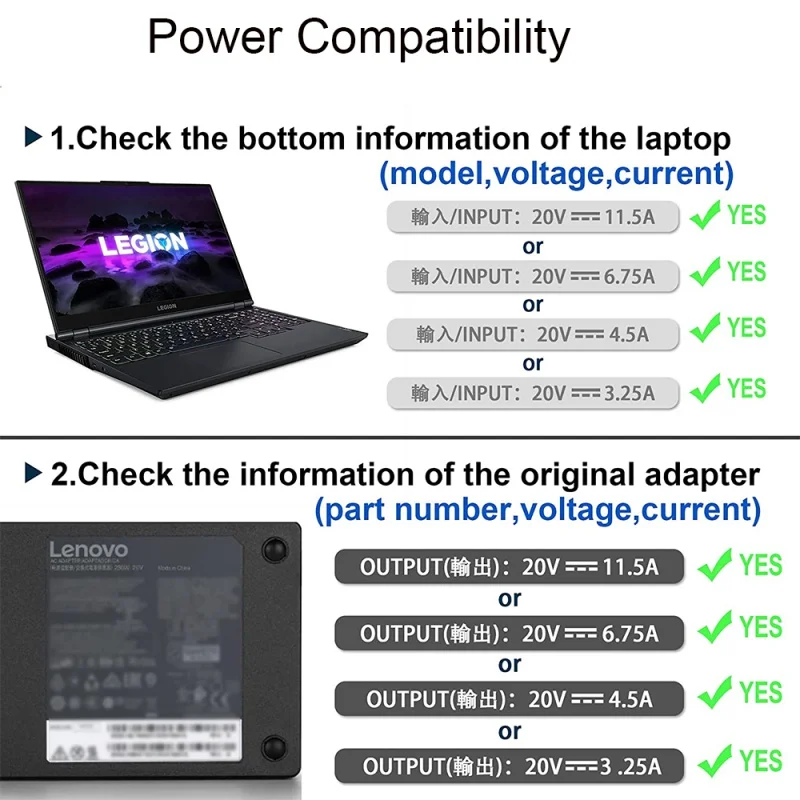 Imagem -03 - Adaptador de Alimentação Portátil Carregador para Lenovo Legion 515 5i-15 5p-15 5pro-16 Y540-15 Ideapad Legion Y900 Y910 Y920 Y730 230w