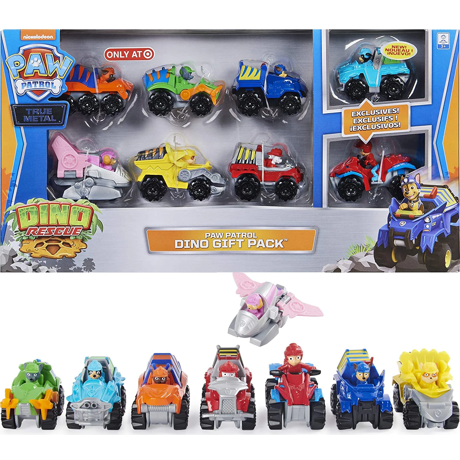 

100% Original PAW Patrol True Metal Dino Rescue Gift Pack of 8 Collectible Die-Cast Vehicles 1:55 Scale Birthday Christmas Gift