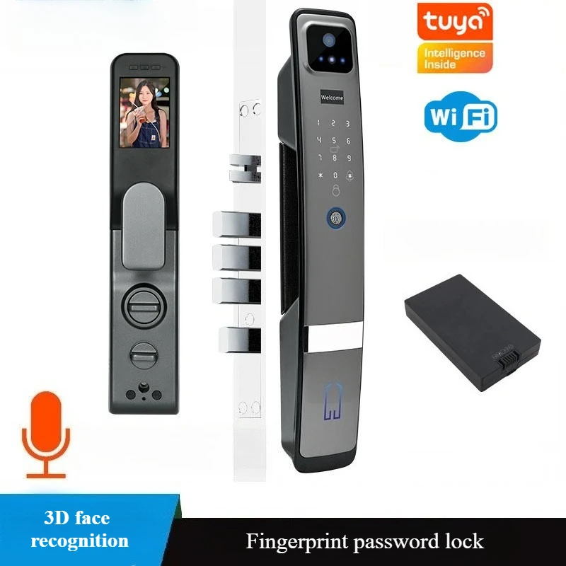 Tuya Wifi facial Electronic lock biometrics Fingerprint  Smart Door Lock Password 3D face recognition Camera Electronic Lock