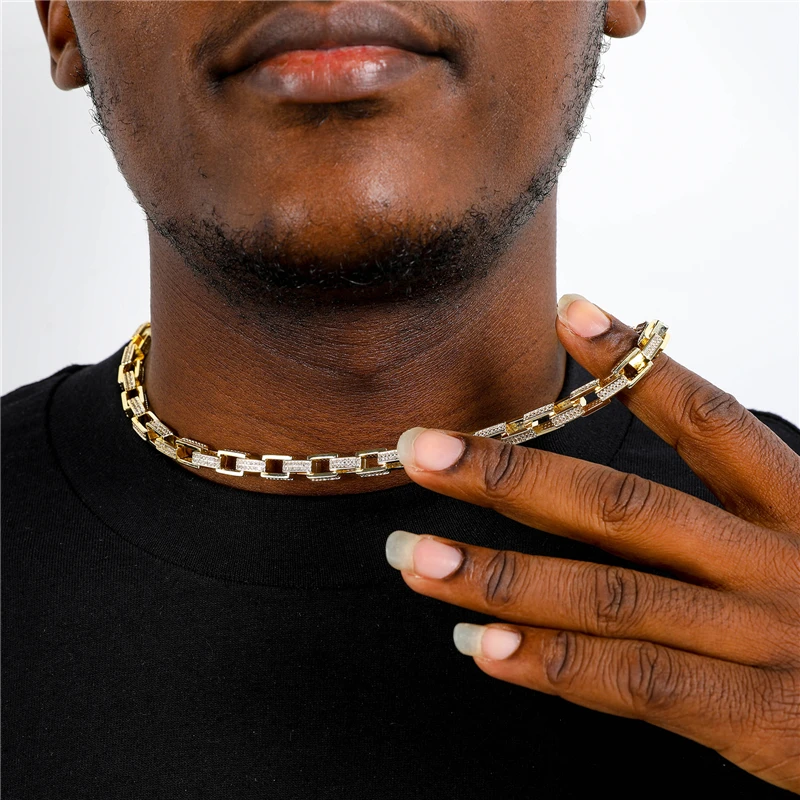 

Hip Hop 7mm Iced Out Cubic Zircon Cut Cable Link Chain Brass Cuban Necklace in Gold/Silver for Men Rapper Jewelry