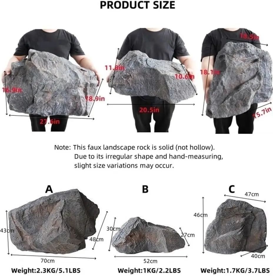

PU Foam Faux Rocks Lightweight Artificial Stone Fake Rock Cover for Well Yard Garden Outdoor Landscaping Decor