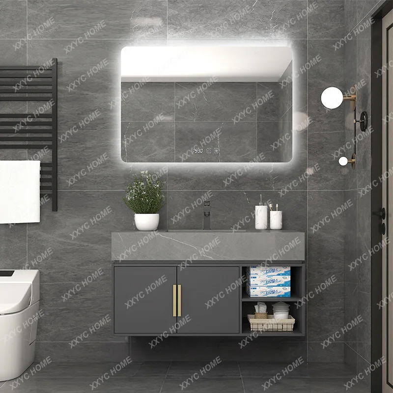 

Modern simple rock slab bathroom cabinet toilet washbasin cabinet