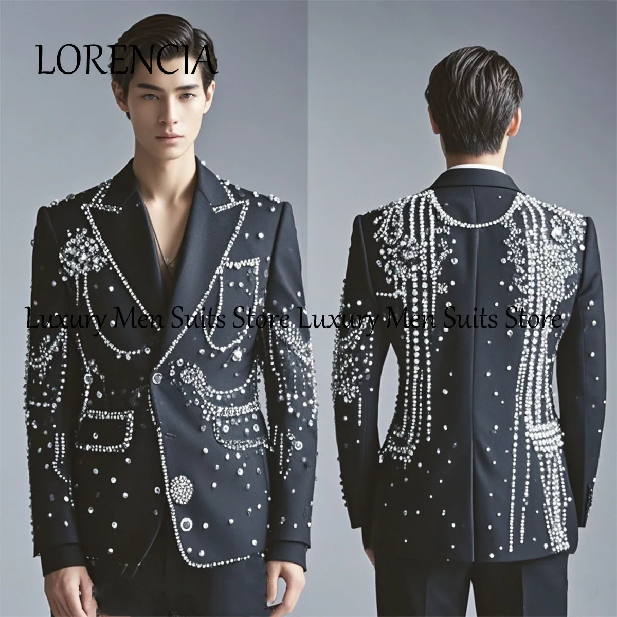 

Индивидуальные хрустальные свадебные смокинги с кисточкой и бриллиантами, мужские костюмы, комплекты из 2 предметов, мужские пиджаки для выпускного жениха, Terno Masculino Completo