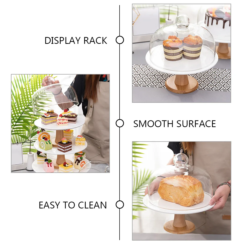 

Elegant 3 Tier Cake Stand Display Rack For Wedding Birthday Pastry Dessert Fruit Glass Cover Dust Proof Cake Display Stand