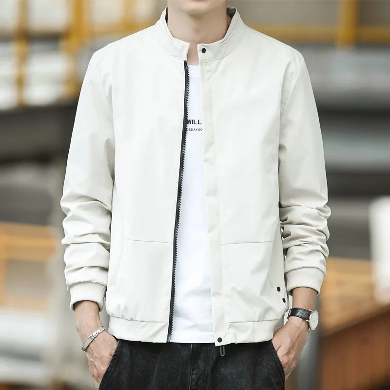 

Мужской однотонный кардиган с воротником-стойкой и карманом на молнии, модный повседневный кардиган, пальто, куртка, топ