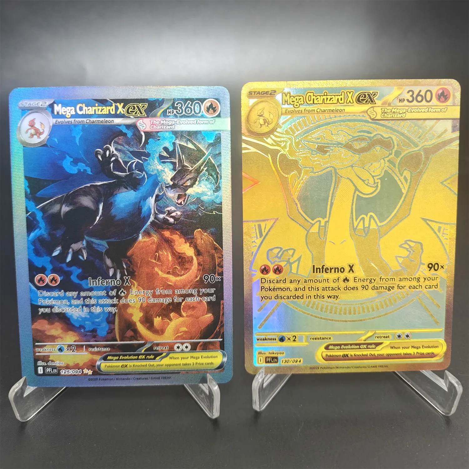 ﻿   بطاقات البوكيمون ذاتية الصنع Mega Charizard X EX PFL EN 130/094 125/094 بطاقة التداول النادرة للغاية PTCG